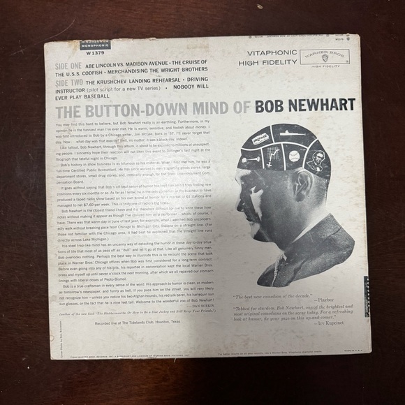 Vtg Bob Newhart "The Button-Down Mind Of Bob Newhart" Warner Bros Record Album - Picture 2 of 7